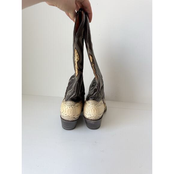 Vintage 80\'s Western J. Chisholm Snake Skin Cowboy Boots 7.5 Retro Rare main image 7